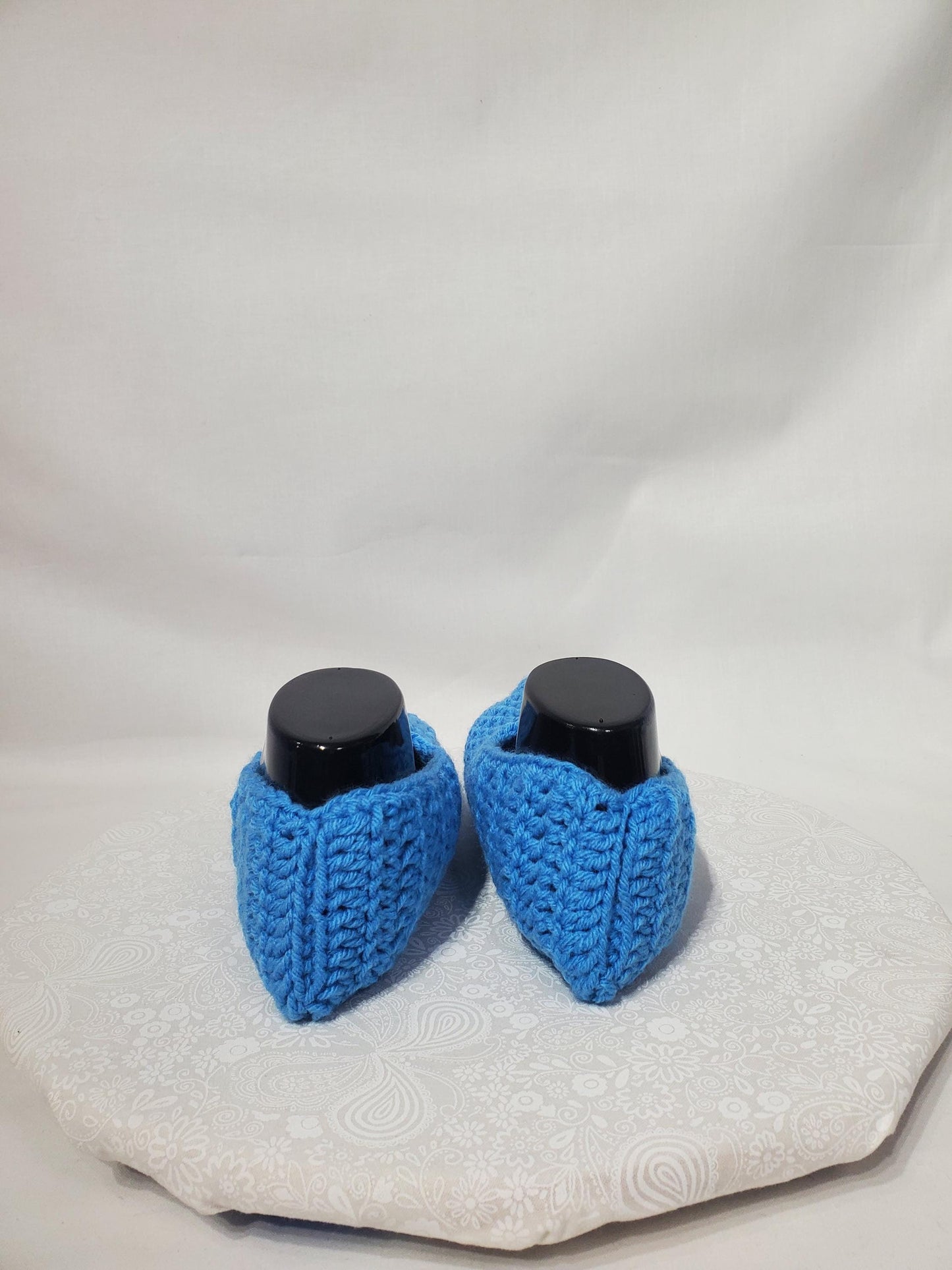 Item #9: Crochet slippers, Light Blue / Baby Blue, Size men's 7/8,  Size women's 9/10, made with 100% Acrylic yarn