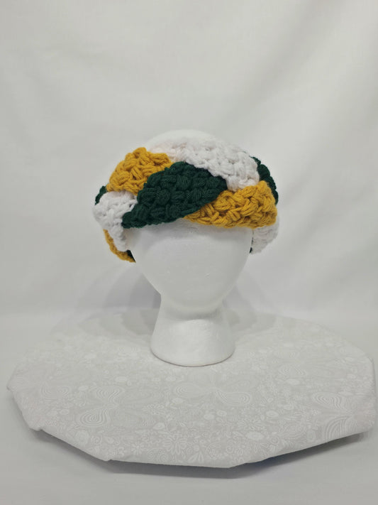 Green Bay Packers Inspired Crocheted Braided Ear Warmer, Child 4-12
