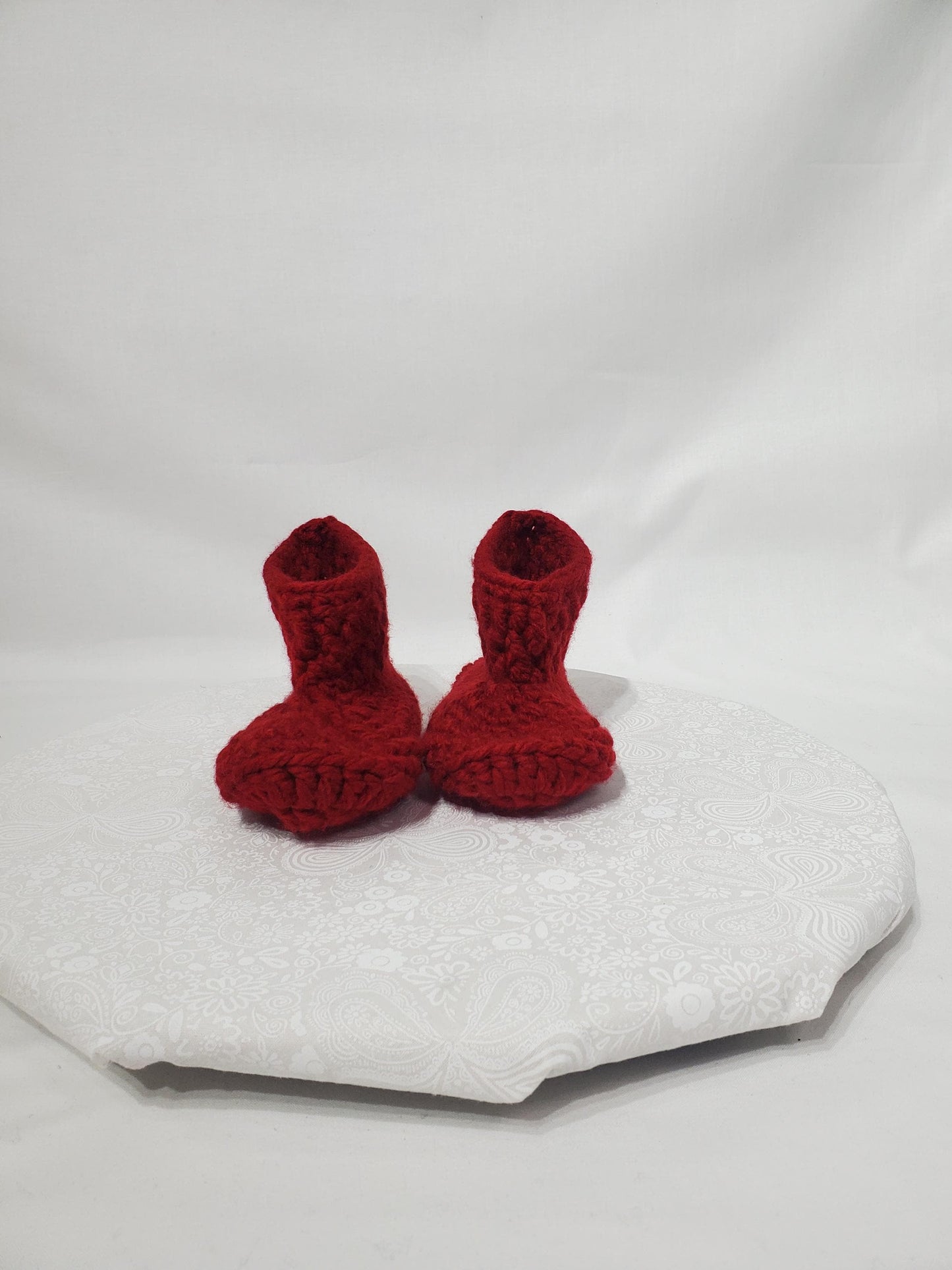 Crochet Children's Bootie, Maroon, Size 11/12
