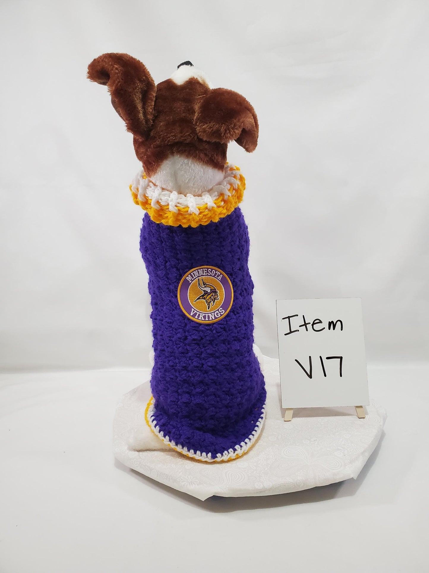 MN Vikings Inspired Dog Sweater for a small dog