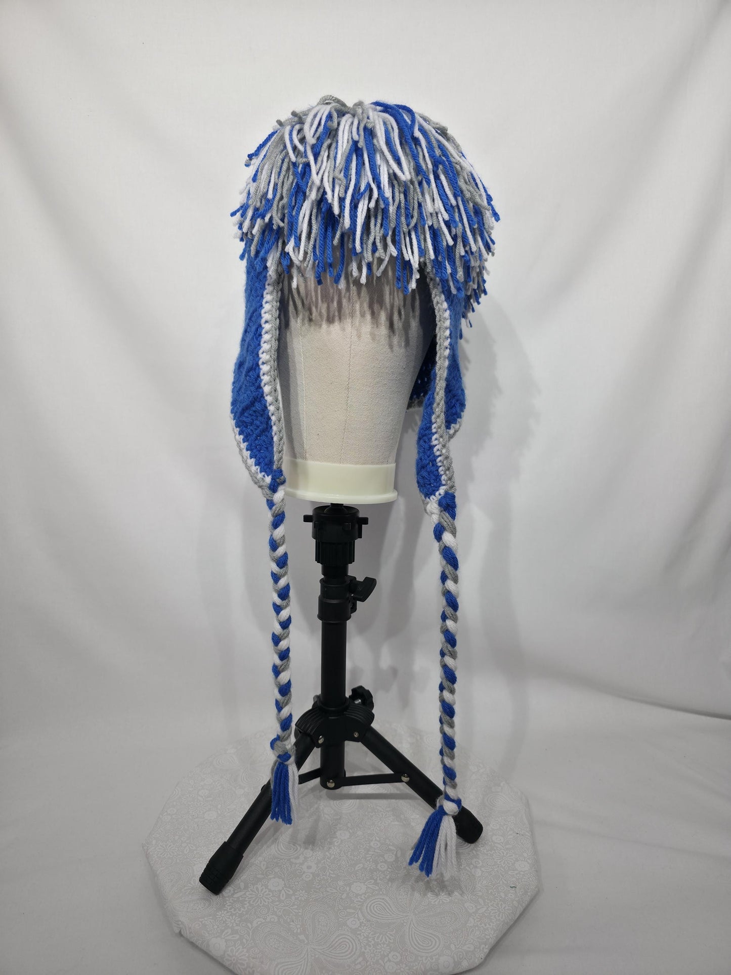 Detroit Lions Inspired Crochet Mohawk Hat, Adult L/XL