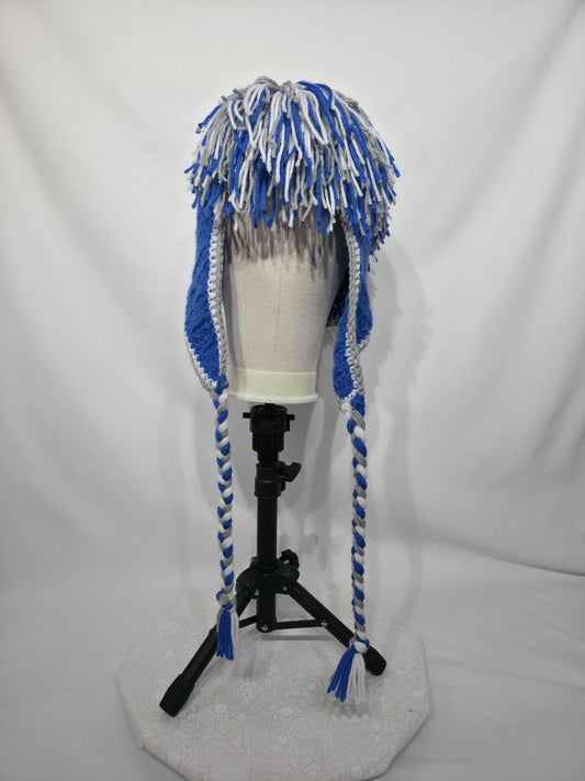 Detroit Lions Inspired Crochet Mohawk Hat, Adult L/XL
