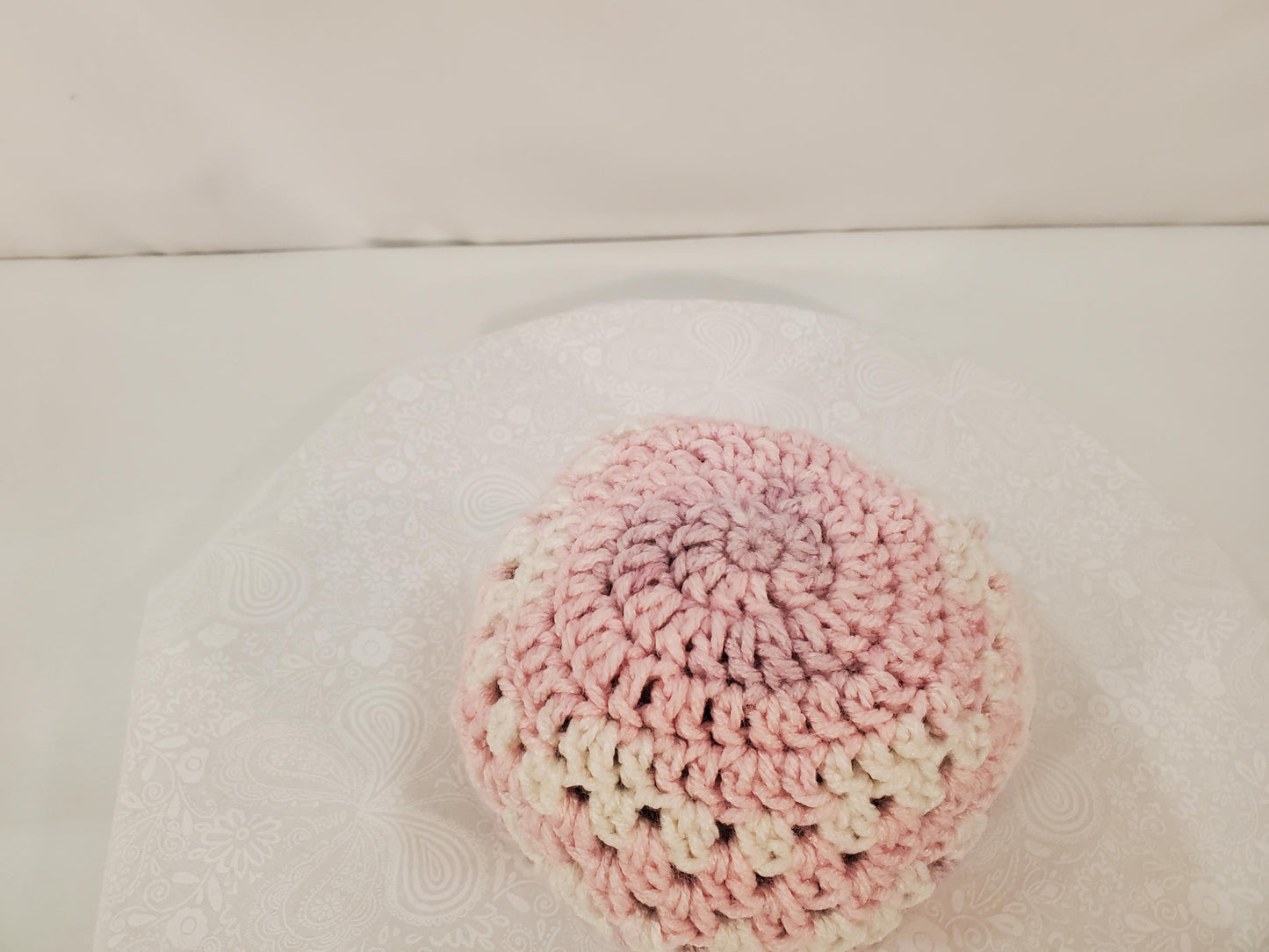 Item #93: Crochet Hat, Pink, Size 3 To 6 Months, Made With 100% Acrylic Yarn