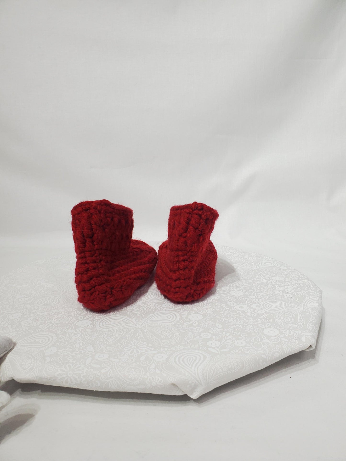 Crochet Children's Bootie, Maroon, Size 11/12