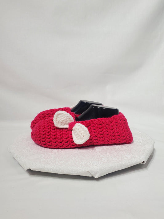 Crochet slippers / footies, Pink, Women's size 11/12