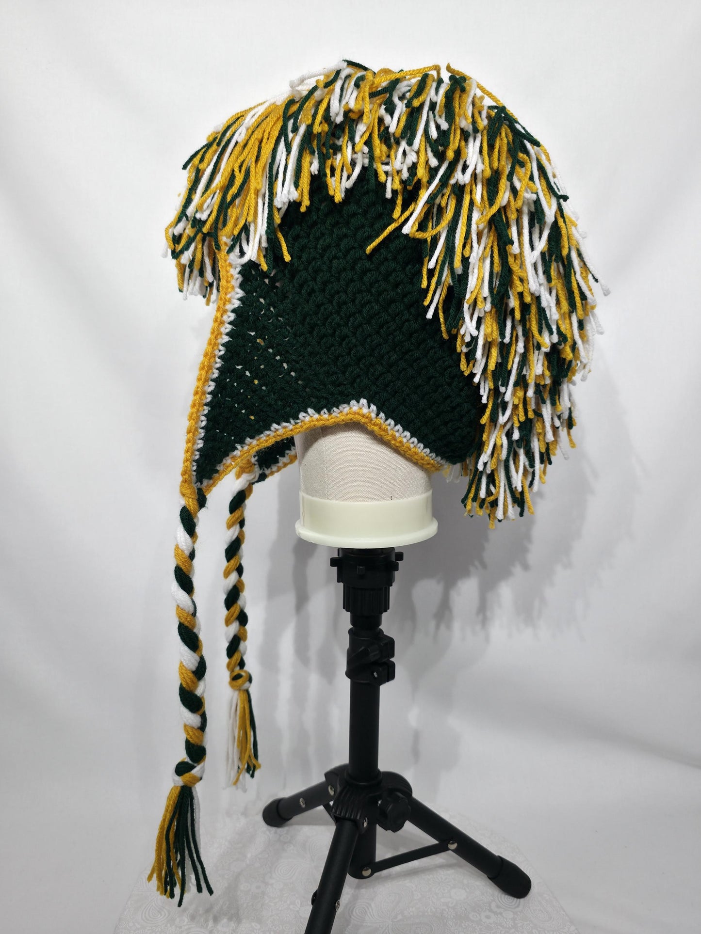 Green Bay Packers Inspired Crochet Mohawk Hat, Adult Med / Large
