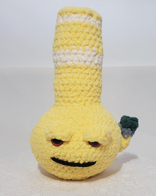 Crochet Bong, yellow and white